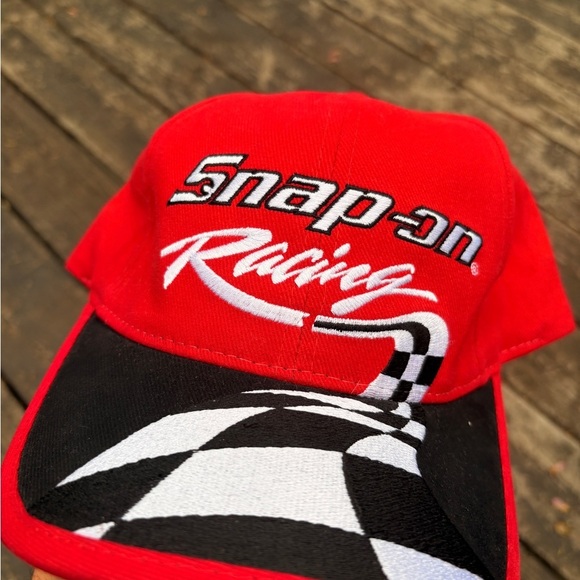 Vintage SNAP ON RACING hat red flag adjustable - Picture 2 of 6